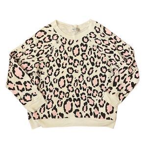 Wildfox Sommers Leopard Print Oversized Sweatshirt White Pink Black Large